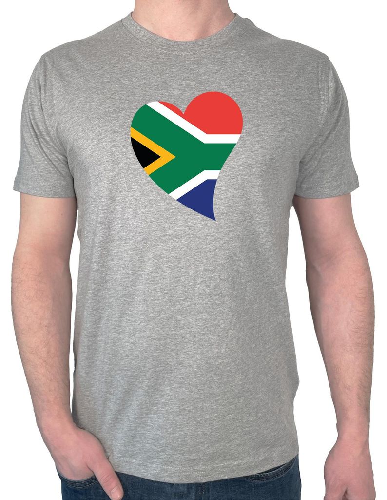 Huuraa Herren T-Shirt Südafrika Flagge Herz XL Sport Grey Bio Baumwolle Fairtrade Herrenshirt Geschenkidee