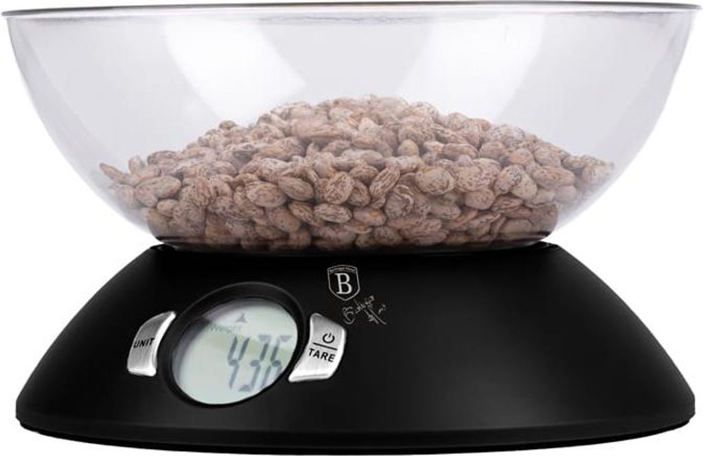 BERLINGERHAUS Digitale Kchenwaage 5 kg mit Schssel Matte Black Collection BH-9618