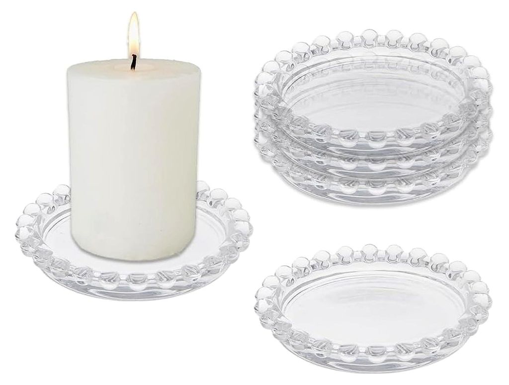6 Stück Kerzenteller aus Glas für Stumpenkerzen