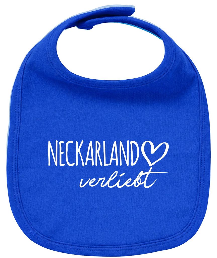 Huuraa Baby Lätzchen Neckarland verliebt Royal Blue Klettverschluss Baumwolle Latz Geschenkidee