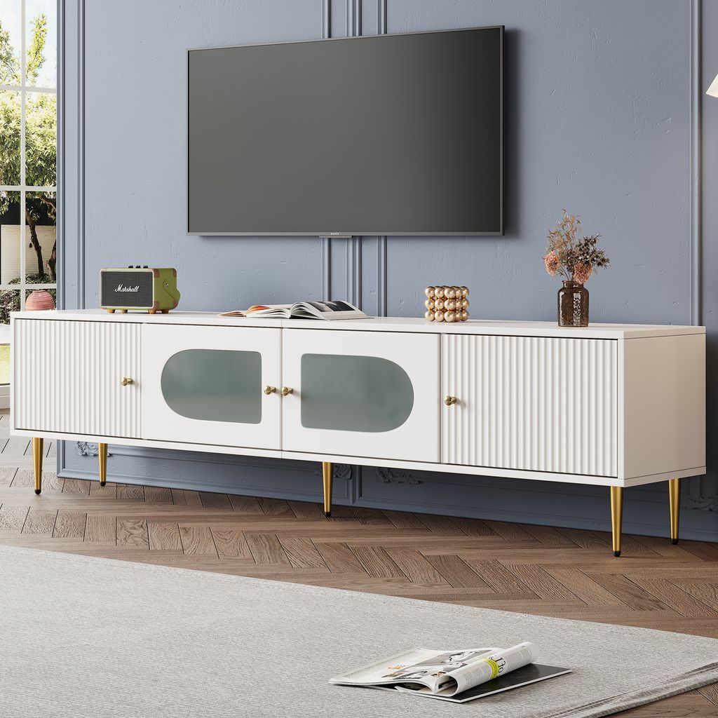 STILVORA TV-Schrank mit Goldenen Beinen und Griffen Produktbild 