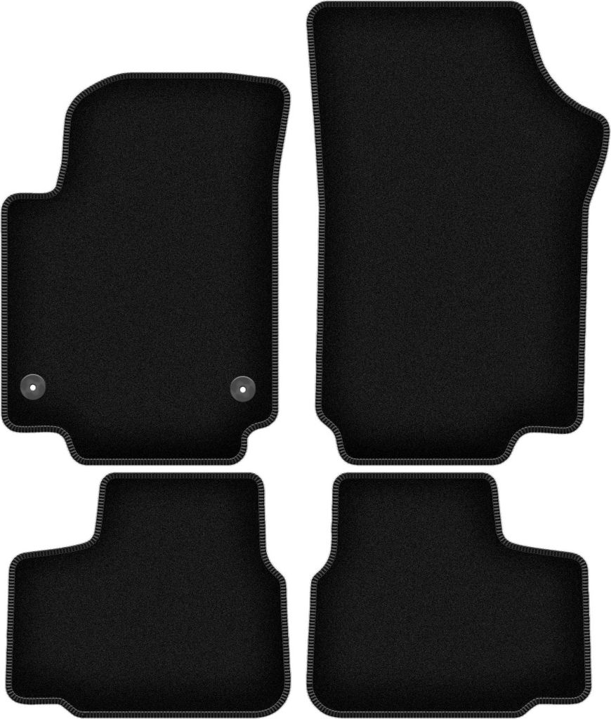 Wielganizator Velours-Autoteppiche – passend für Skoda Citigo (Schrägheck, Bj. 2011-) – schwarz, passgenau, mit Befestigungen set 4 Stk.