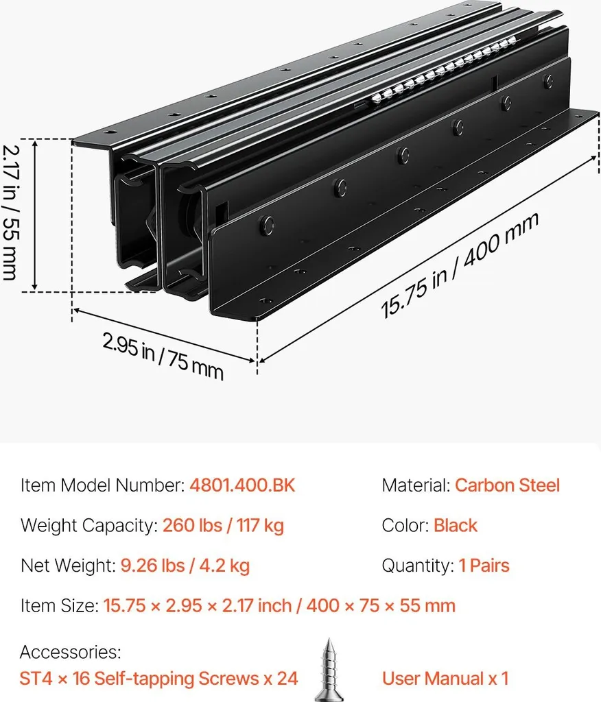 Solution tiroirs lourds rails 40cm supports de sol capacité 117kg - 7