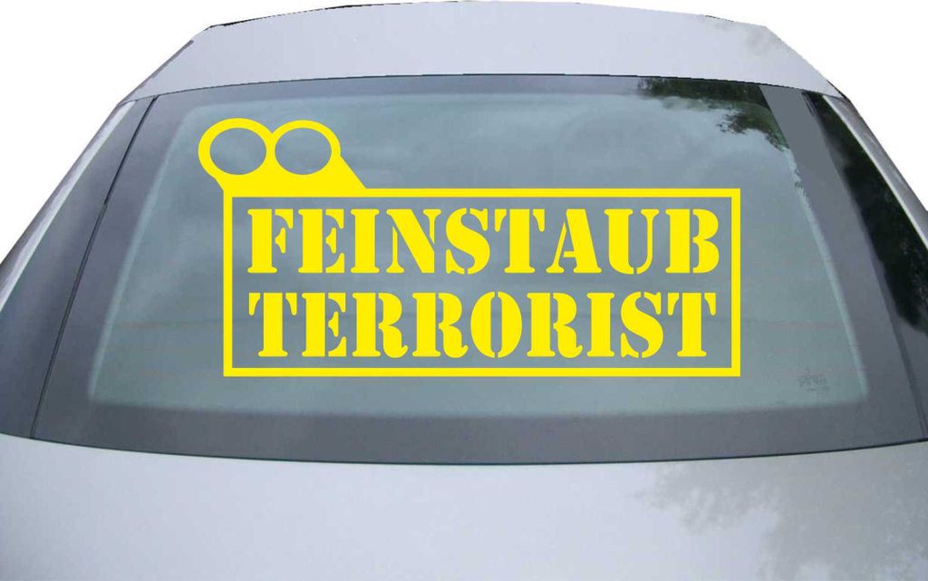 Indigos UG - Aufkleber Heckscheibe & Motorklappe DE2076 - gelb - 600x285 mm - Feinstaub Terrorist - Auto Scheiben Fenster Heckklappe Tuning Racing ...