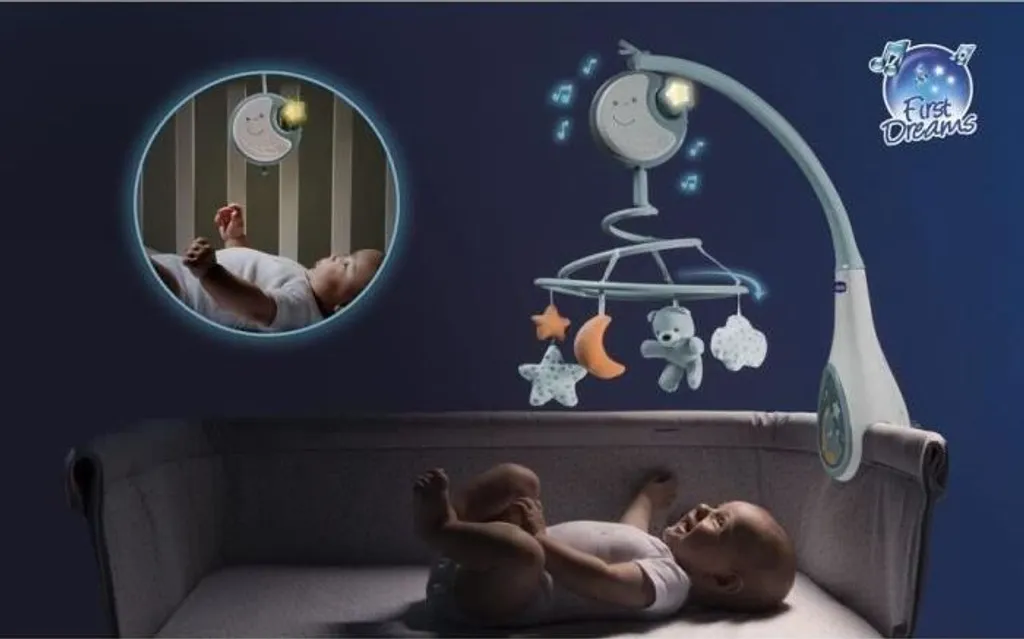 Chicco Next2Dreams bleu mobile 3-en-1 avec bruits blancs et veilleuse