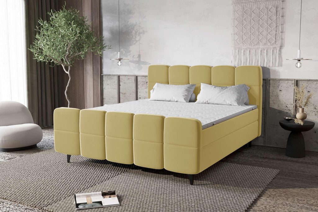 99rooms Capri Boxspringbett 140x200 cm Velours KRONOS Beige