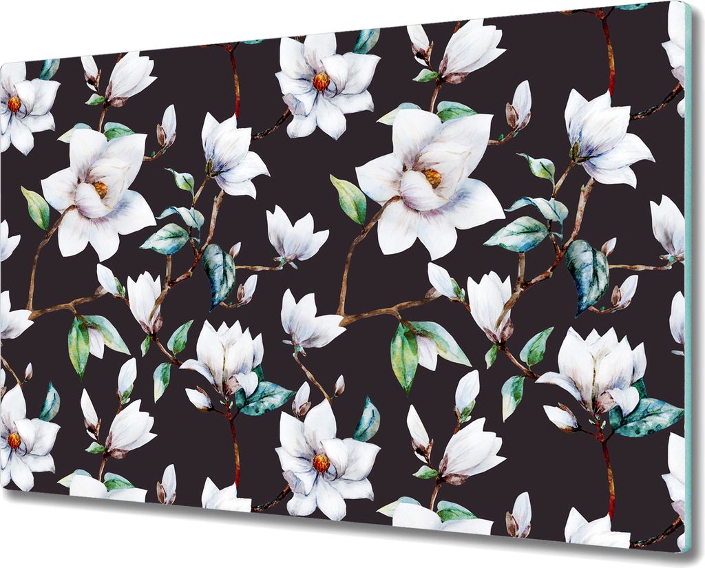 Glas Schneidebrett Herdabdeckplatten Schneideplatten - 80x52 cm - Dunkel Blumen