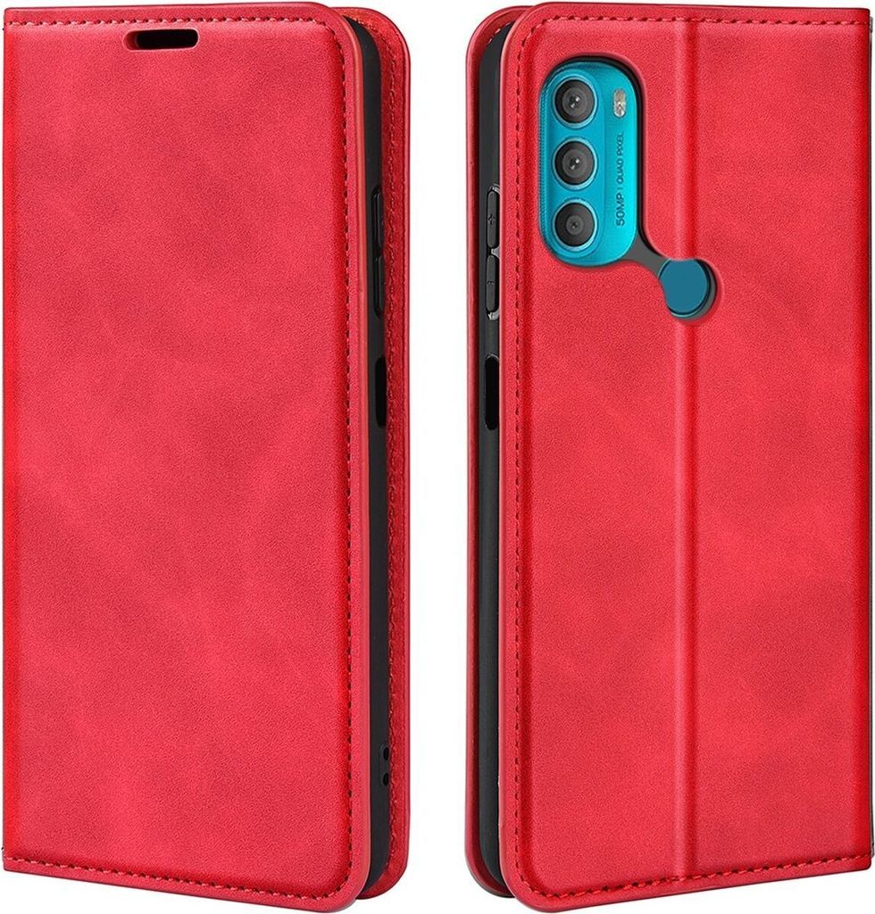 Mobigear Retro Slim Motorola Moto G71 5G Hülle Klapphülle Geldbörse - Rot