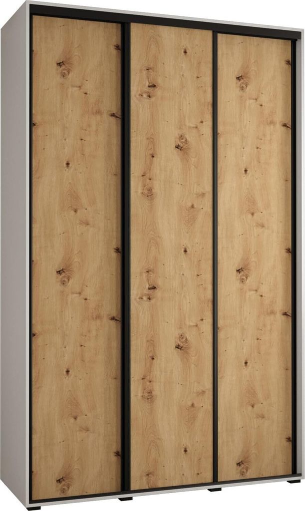 MEBLE KRYSPOL Davos 1 Schrank, drei Türen - 235,2x160x45 cm - Weiß Artisan Schwarz