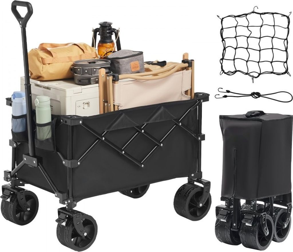 Bollerwagen 855 x 500 x 1070 mm Kinder-Strandwagen 600D Oxford-Stoff PVC-beschichtet 113 L Kapazität - Max 113 kg Tragkraft - Transportkarre Gerä...