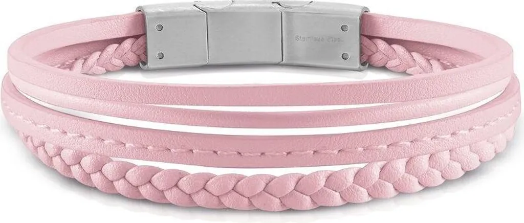 Bracciale Donna Guess JUMB01345JWSTPIT-U Acciaio e Pelle Rosa | Shop Online
