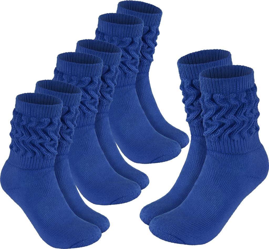 BRUBAKER Slouch Socken - Damen Schoppersocken für Fitness, Yoga und Workout - Sportsocken für Frauen, Blau, Größe 39-42, 4 Paar