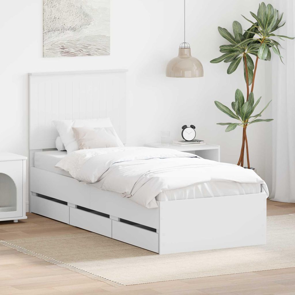 Maison Exclusive - Bettrahmen mit Schubladen Weiß 75 x 190 cm Ingenieurs Holz