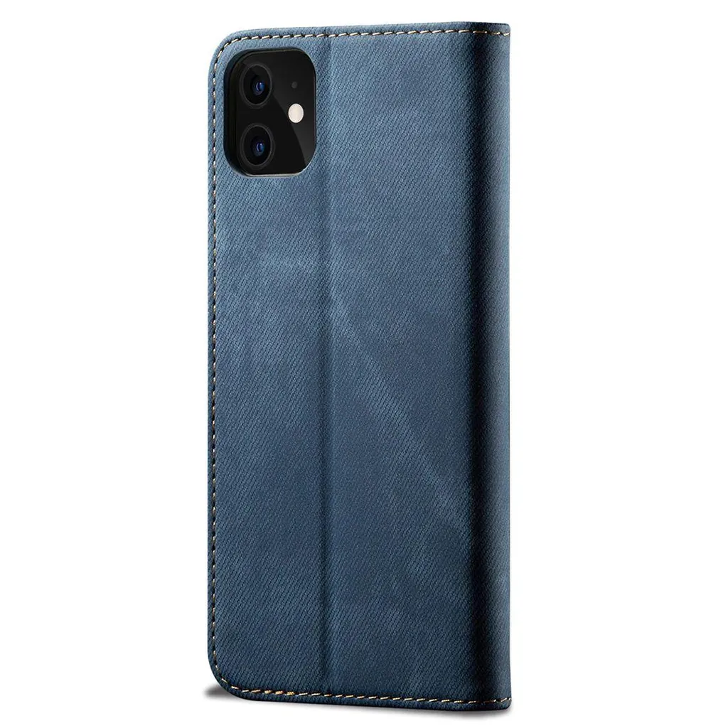 Portafoglio iPhone 11 Blu: Custodia in Pelle con Chiusura Magnetica Stand - 3