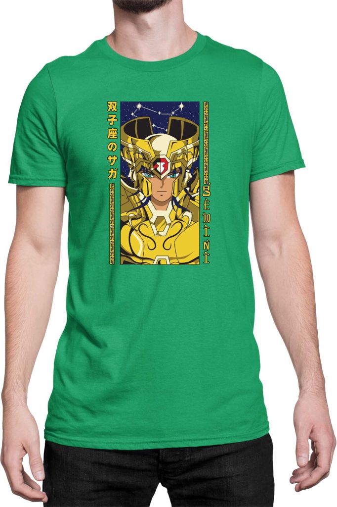 Herren T-Shirt Japan Anime Manga Saint Anime Seiya Gemini Gemini, Man M / Grün
