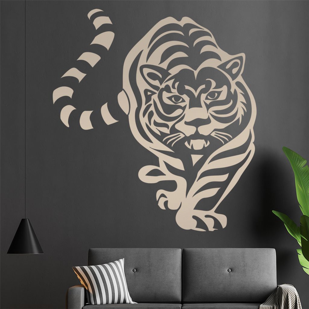 Tiger Wandtattoo in 6 Größen - Wandaufkleber Wall Sticker - Dekoration, Küche, Wohnzimmer, Schlafzimmer, Badezimmer