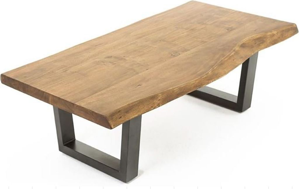 byLIVING Couchtisch Judy, Breite 120 cm, Massivholz Akazie mit Baumkante, Gestell Metall schwarz