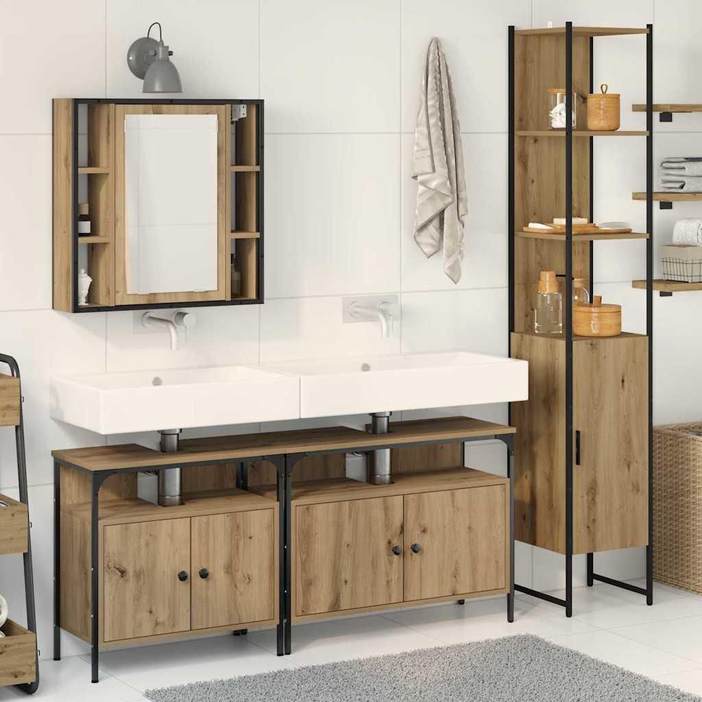Maison Exclusive - Badezimmermöbel-Set mit Regal 4 pcs Artisan-Eiche Holzwerkstoff