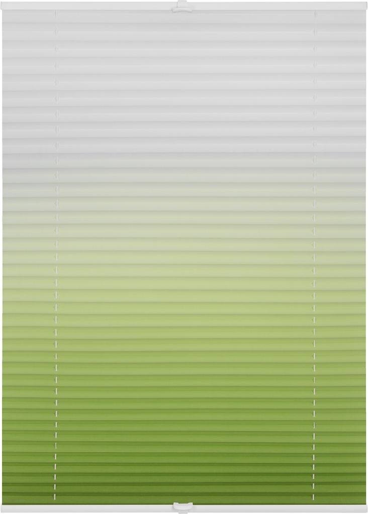 Plissee Klemmfix, ohne Bohren, verspannt, Farbverlauf Grün Weiß 110 cm x 1