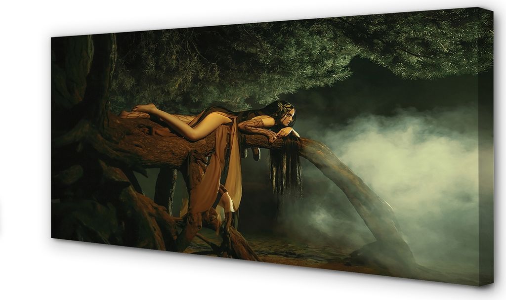 Leinwandbild 100x50 Wandkunst Frau Baum Wolken