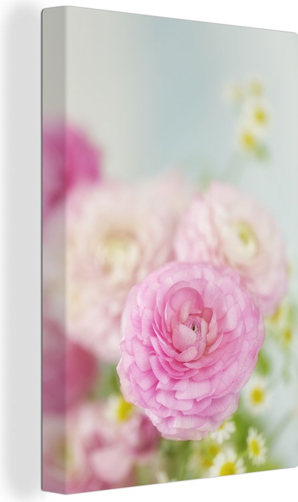 OneMillionCanvasses - Leinwandbilder - 90x140 cm, Nahaufnahme von rosa Blumen, Wandbilder Kunstdruck Wanddekoration - Foto auf Leinwand - Gemäld...