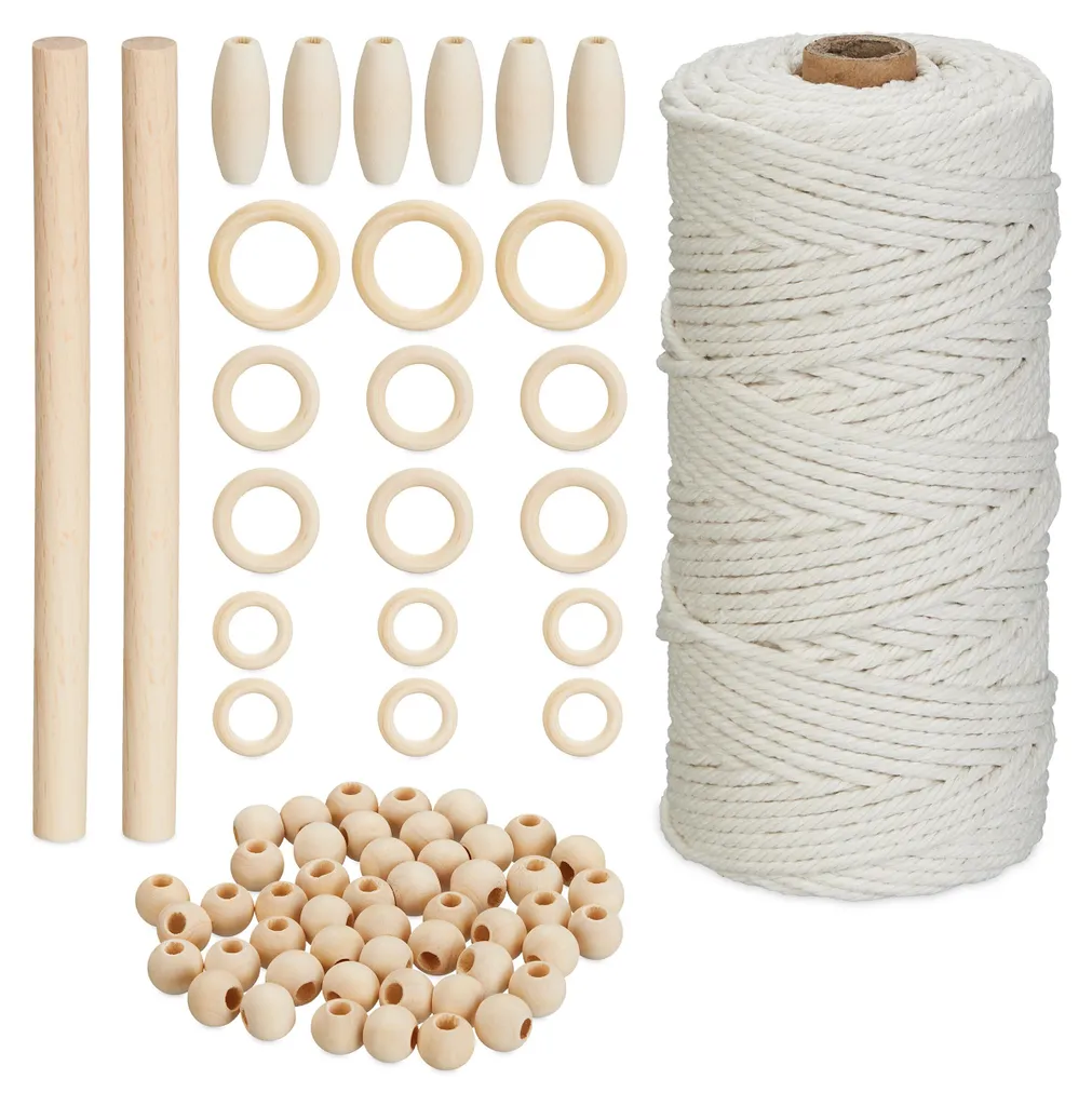 Set Macramè Relaxdays Completo | Kit Fai da Te Boho per Decorazioni Casa