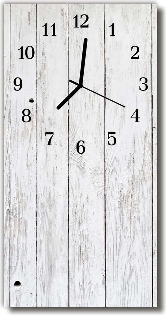 Tulup Glasuhr Wanduhr Küchenuhr Echt-Glas 30x60 Holz Weiß