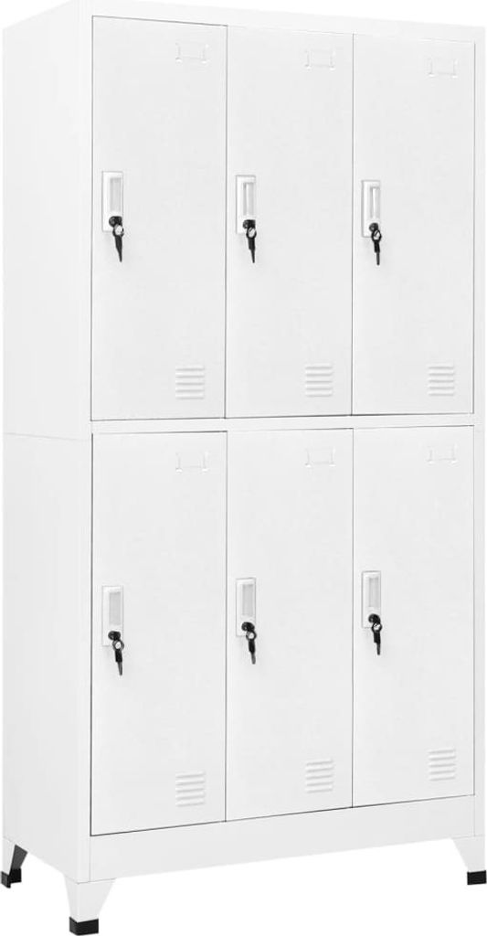 Schließfachschrank mit 6 Fächern Stahl 90x45x180 cm Grau