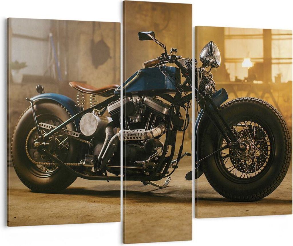 Bild auf Leinwand - Leinwandbild - 3 Teile - Harley-Davidson Motorrad Motor - 95x80cm - Wand Bild - Wanddeko - Wandbilder - Leinwanddruck - Bilder ...