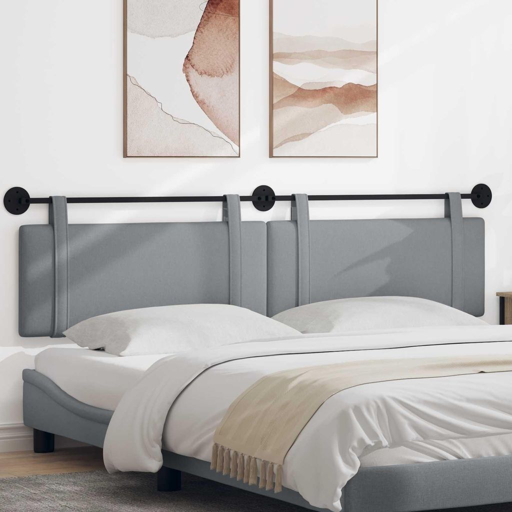 "im Sonderangebot"Hängevorderseite Wandmontiert 1 PC eleganten Look - CLORIS - für Schlafzimmer - Hellgrau 210x55x5 cm Stoff - Kopfteile Promotio...