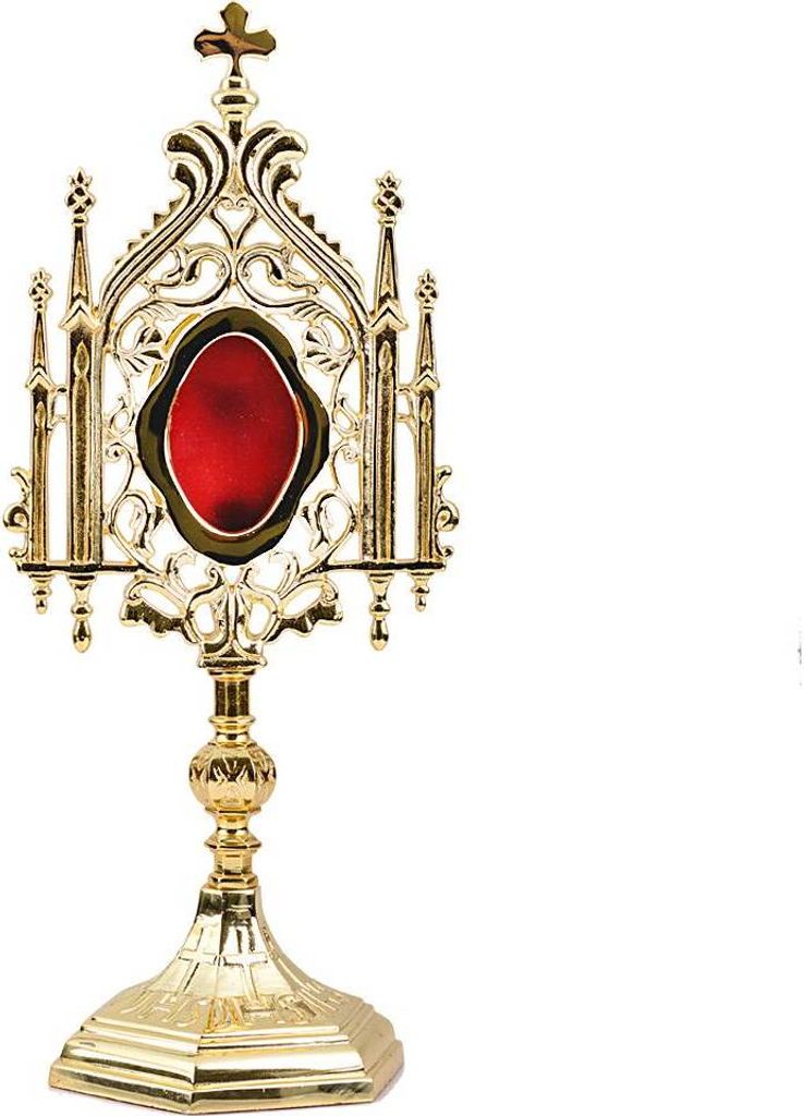 Monstranz Reliquiar 35cm Hausaltar Golden Relikthalter Neu 2846
