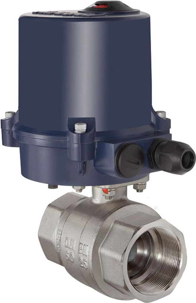 Riegler 2-Wege-Messingkugelhahn, elektr. Stellantrieb, 24 V DC, Rp 2