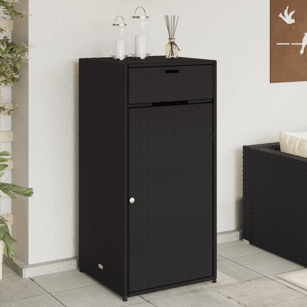 Zahradní úložná skříň polyratan Černá / 55 x 55 x 111 cm Obrázek produktu 