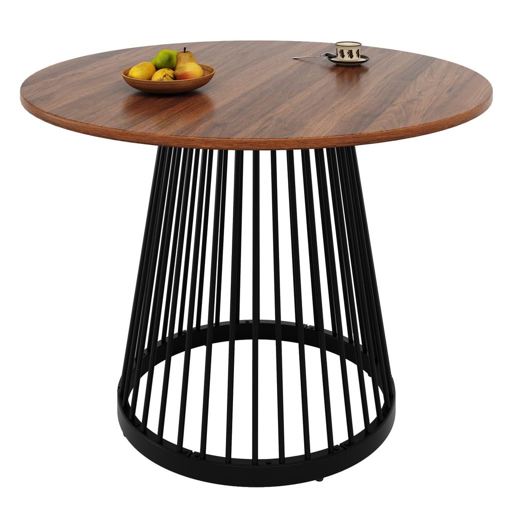 Runder Esstisch (Style1,Schwarz)Küchentisch,Runder Kaffeetisch,80×80×76cm,Tischbeine aus Metall,MDF marmorierte Tischplatte,geeignet für Esszimmer