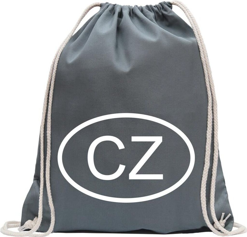 Kiwistar - Turnbeutel - stahlgrau - Tschechien CZ - Fun Rucksack Sport Beutel Gymsack Baumwolle mit Ziehgurt