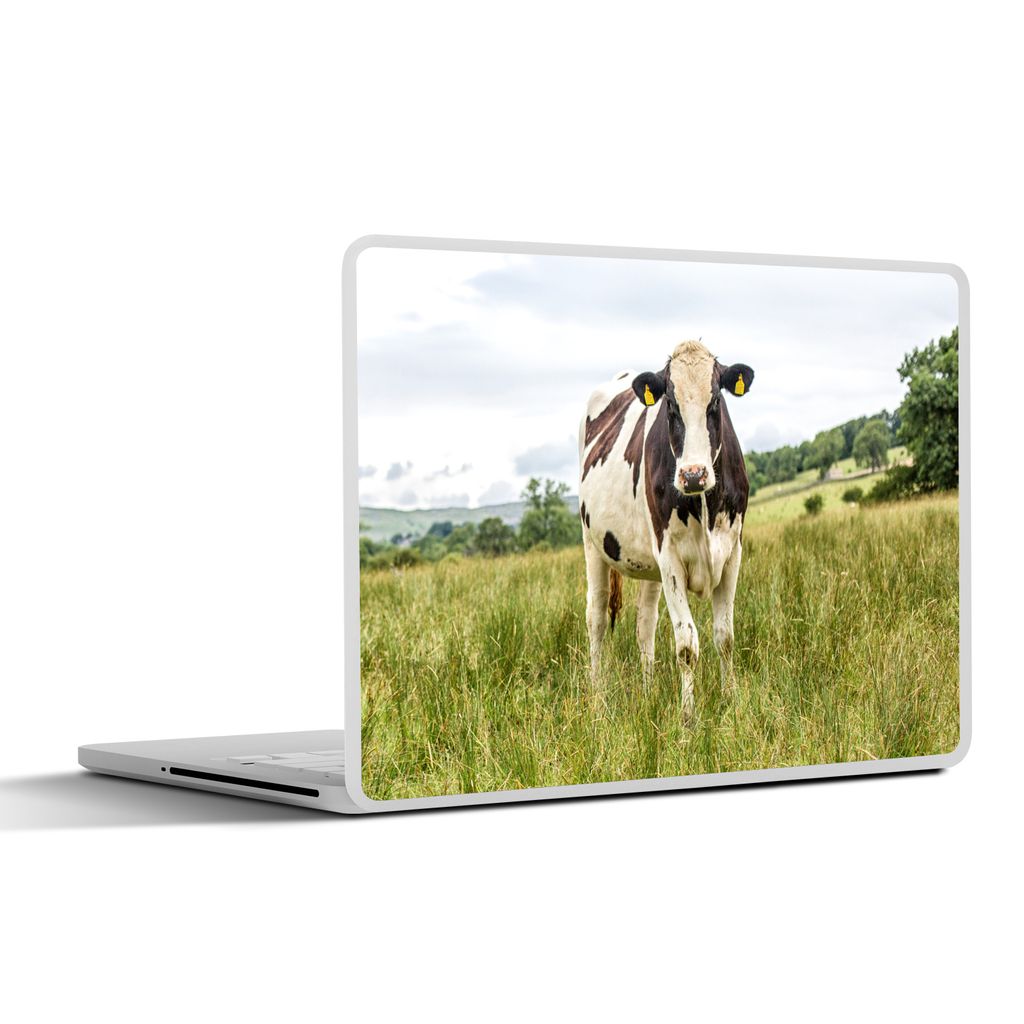 MuchoWow Laptop Aufkleber Sticker Cover Kuh - Gras - Landschaft 31x22.5 cm - Laptop-Deko