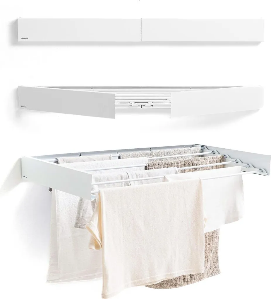 Étendoir à linge mural rétractable Dryva 100 pour gain de place alu