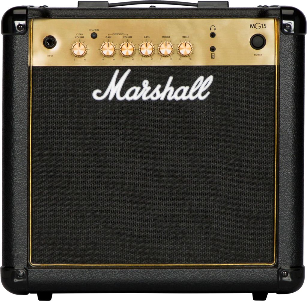 Marshall MG15G Gitarren-Combo-Verstärker, Übungsverstärker, geeignet für E-Gitarre – Schwarz und Gold