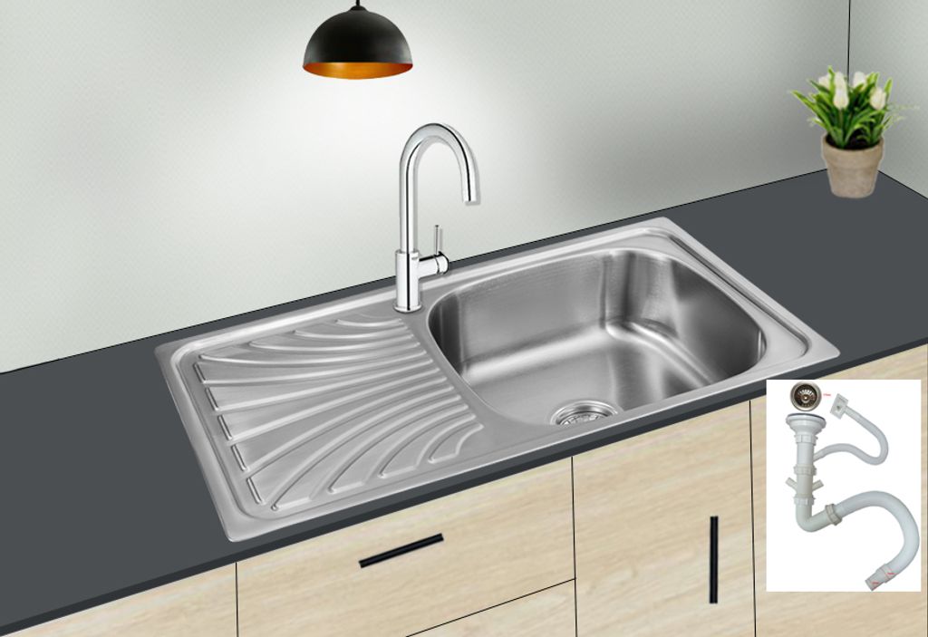 Preero-75x40x18, Küchenspüle Edelstahl 304, 0,8mm, klein,1 Becken Küchenspüle,Einbauspüle, Spülbecken,eckig, mit Ablage