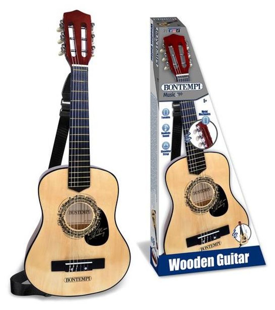 Bontempi Wooden Guitar with 6 strings, Toy musical toy, Gitarre, 3 Jahr(e), Mehrfarbig