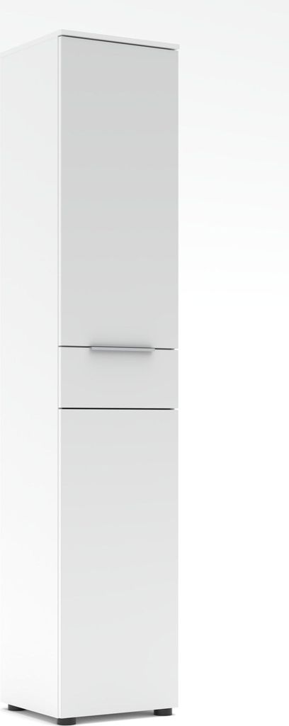 Aktenschrank >Santorin< in Weiß, Holzwerkstoff / Glas - 40x198x38cm (BxHxT)