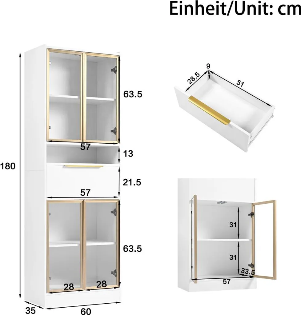 Meuble de rangement Bluetooth avec LED 16 couleurs et façade en verre
