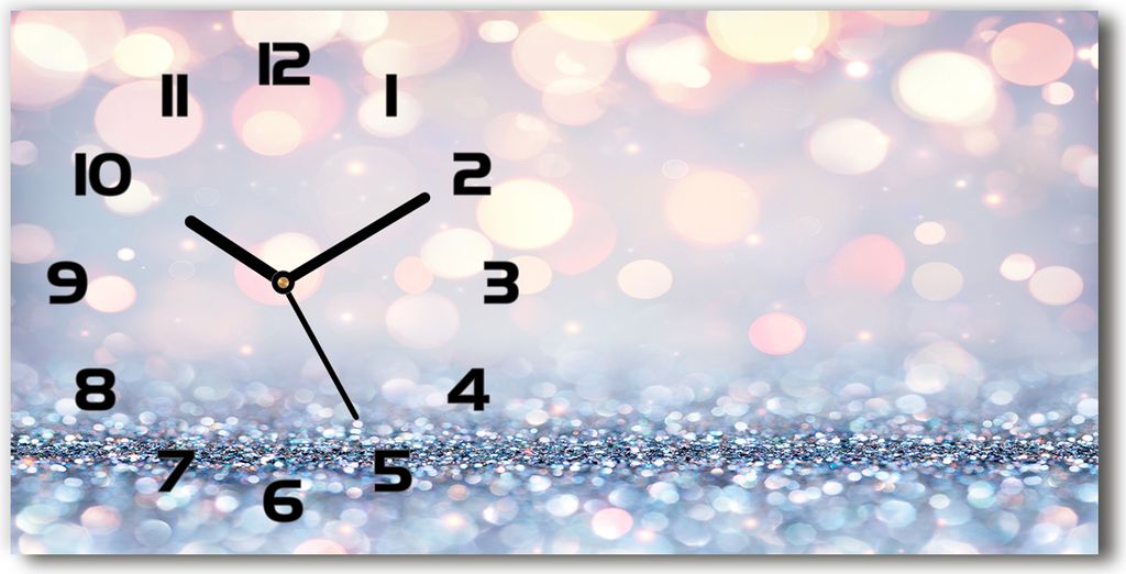Wanduhr aus Glas – 60x30 cm - Glasbild - Glasuhr - Gehärtetes Glas - schwarze-zeiger - glänzender Hintergrund