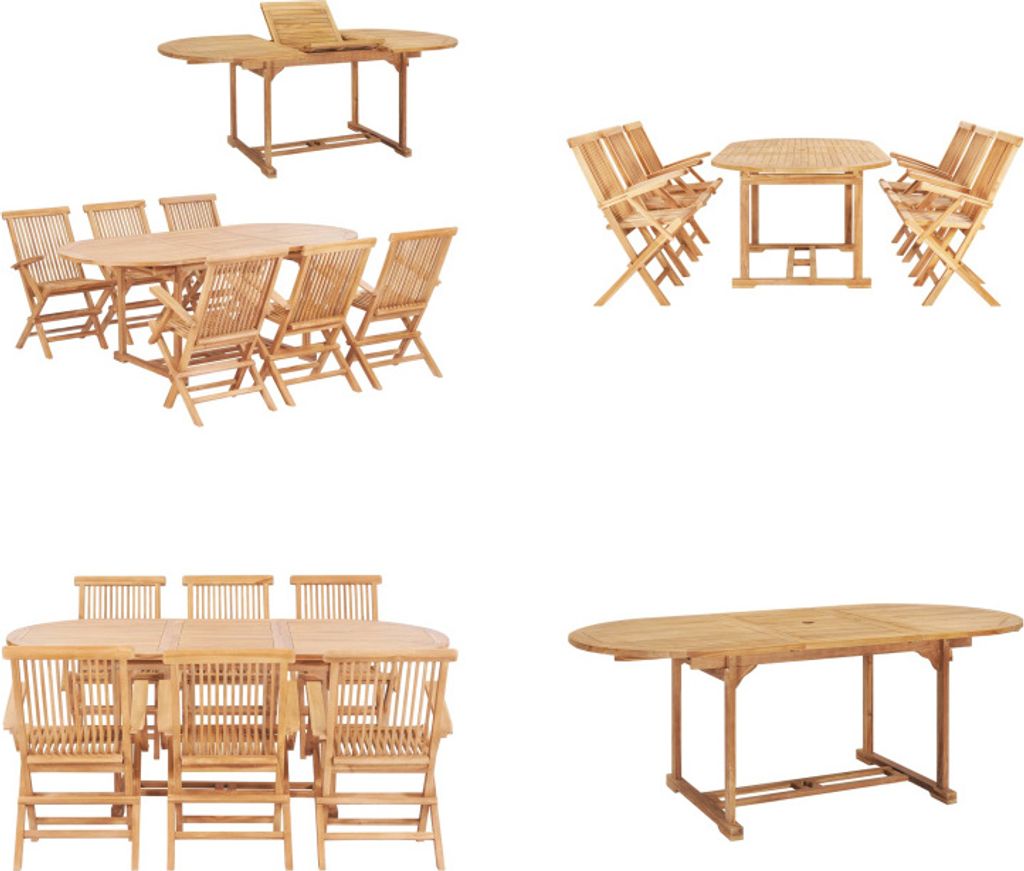 vidaXL 7 tlg. Garten Essgruppe 150 200 x 100 x 75 cm Massivholz Teak - Gartenmöbel-Set - Gartenmöbel-Sets - Gartentisch Und Stühle - Gartentisch...