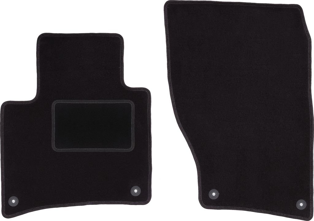 Velours-Fußmatten Vorne passend für Volkswagen Touareg II (SUV, Bj. 2010-) – schwarz, passgenau, mit Befestigungen set 2 Stk. - STANDARD