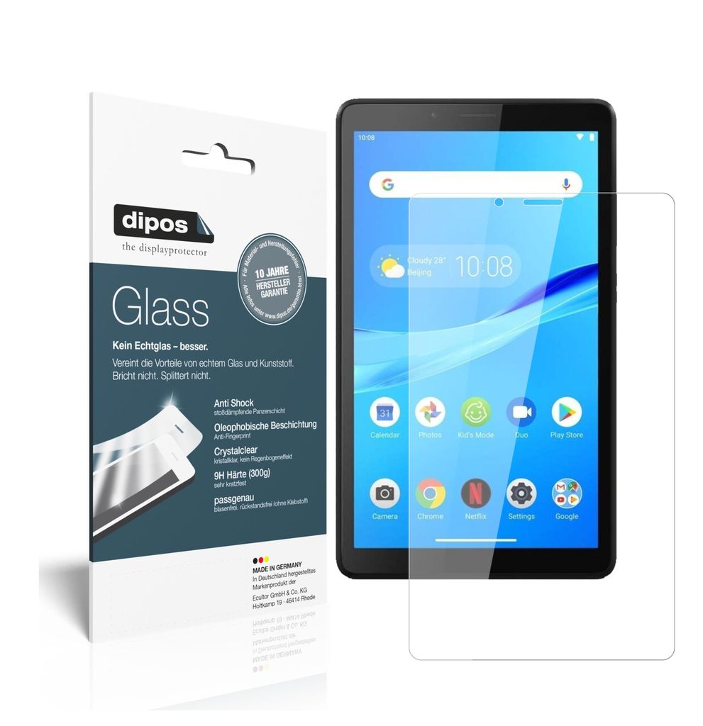 2x Schutzfolie für Lenovo Tab M7 - Anti-Shock 9H Folie dipos Glass Kunststoffglas