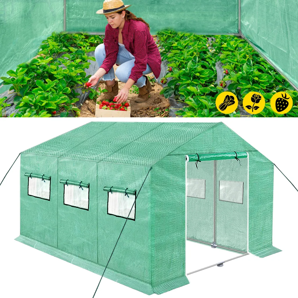 UISEBRT Serre de Jardin Tunnel 9m2 4.5x2x2m avec 6 Fenêtres Latérales