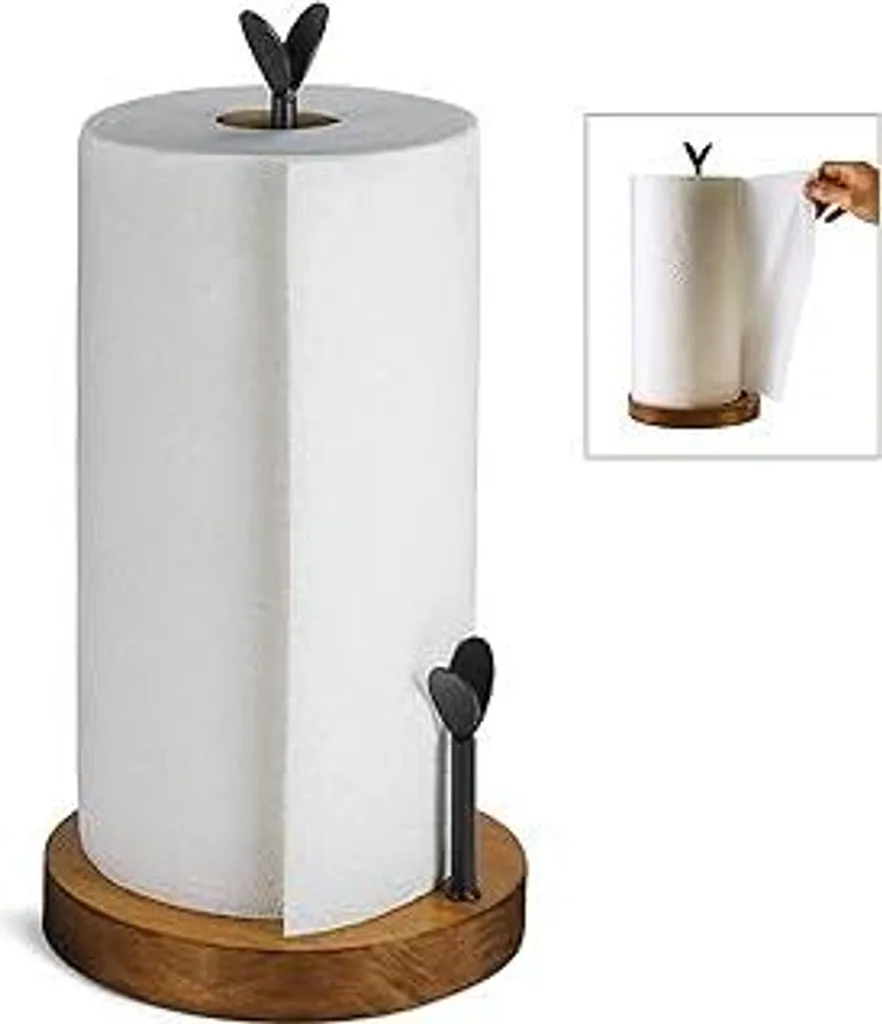 TJ.MOREE Portarotolo Cucina Legno Rustico | Base Pesante e Design Foglia