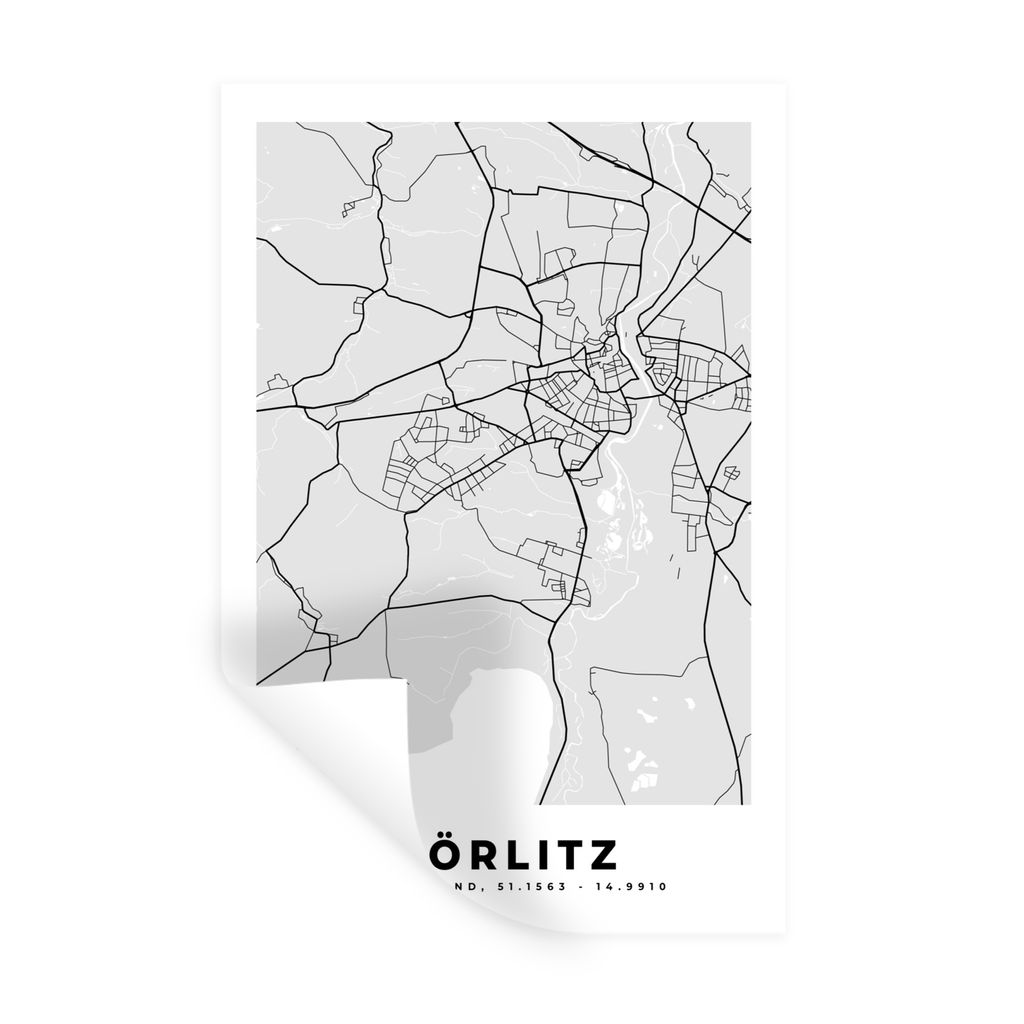 MuchoWow Wandtattoo Wandsticker Wandaufkleber Stadtplan - Görlitz - Karte - Deutschland 80x120 cm Selbstklebend und Repositionierbar - Repositio...