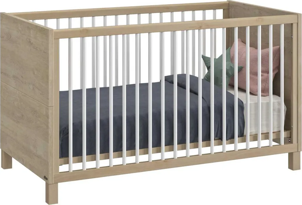 Lit Bébé Achil 70x140 cm Chêne Blond - Sécurité et Sommeil Garanti
